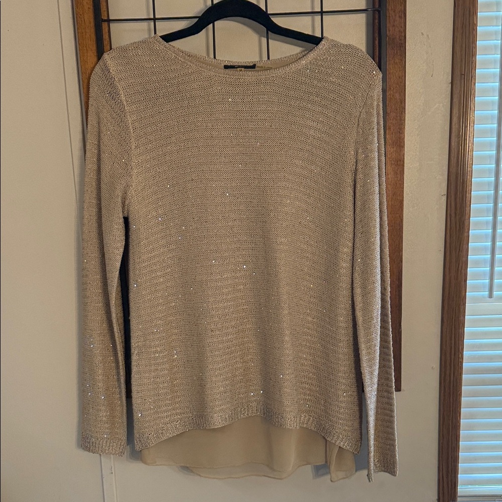 Milano shimmering cream sweater with lining Size M